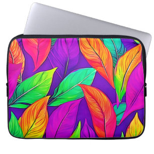 Colourful Neon Ethereal Leaves Pattern Laptop Sleeve