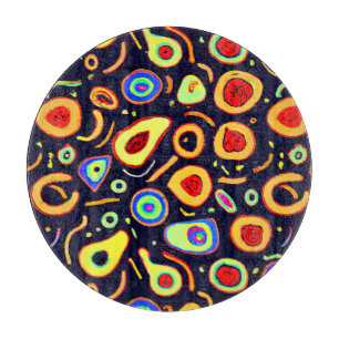 Colourful Neon Fruit Delights Art Cutting Board
