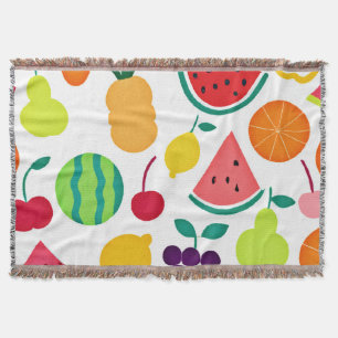 Colourful Neon Fruit Fiesta Throw Blanket