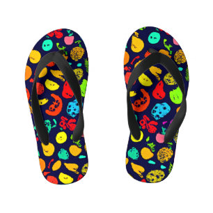 Colourful Neon Fruit Pattern Art Kid's Thongs