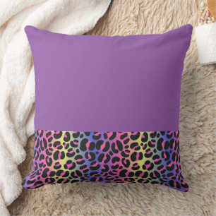 Colourful Neon Gradient Leopard Print Cushion