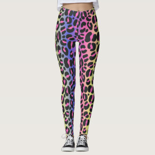 Colourful Neon Gradient Leopard Print Leggings