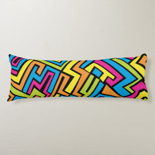 Colourful Neon Graffiti Street Art Pattern  Body Cushion