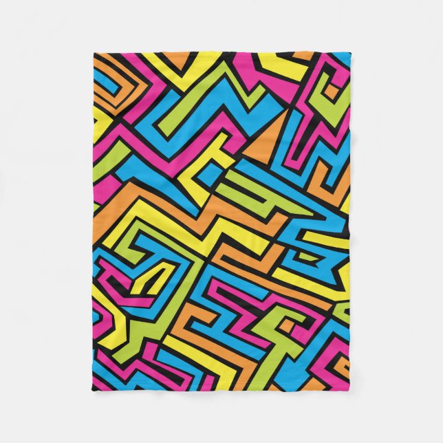Colourful Neon Graffiti Street Art Pattern   Fleece Blanket (Front)