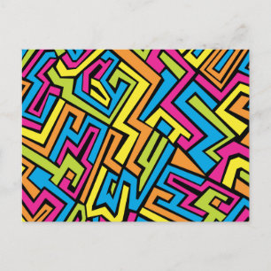 Colourful Neon Graffiti Street Art Pattern Holiday Postcard