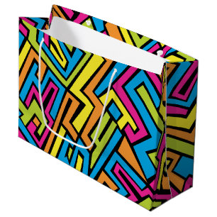 Colourful Neon Graffiti Street Art Pattern  Large Gift Bag