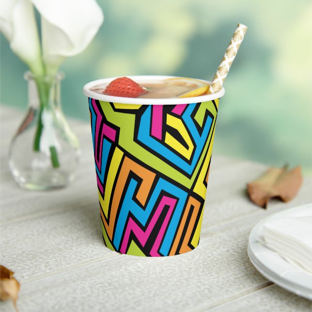 Colourful Neon Graffiti Street Art Pattern  Paper Cups (Insitu)