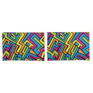 Colourful Neon Graffiti Street Art Pattern Pillowcase