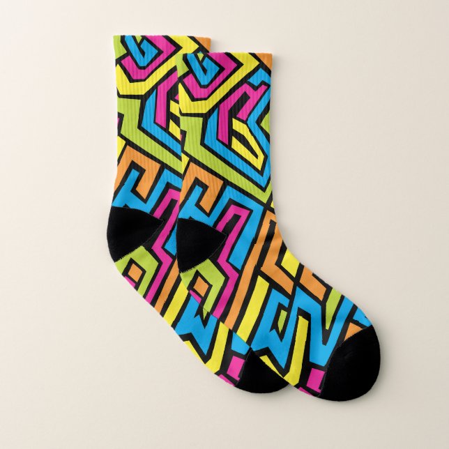 Colourful Neon Graffiti Street Art Pattern  Socks (Pair)