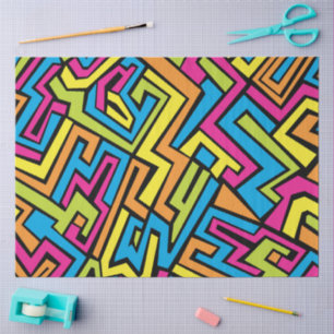 Colourful Neon Graffiti Street Art Pattern Tissue Paper