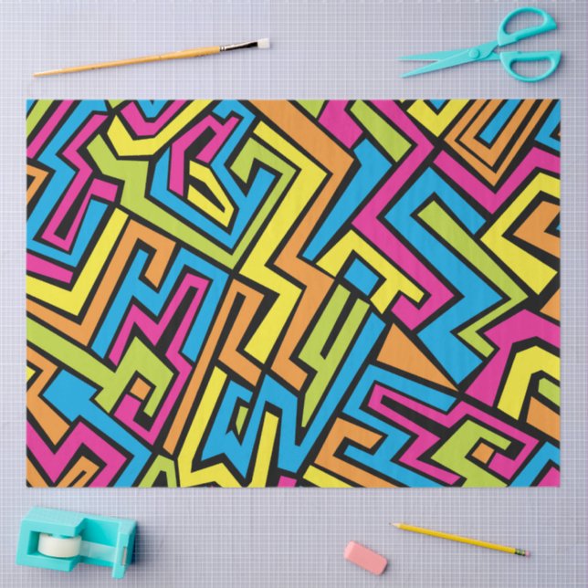 Colourful Neon Graffiti Street Art Pattern   Tissue Paper (Craft)