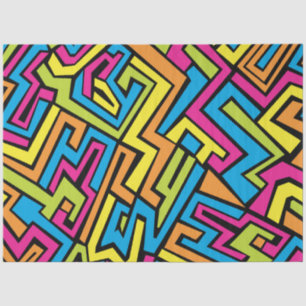 Colourful Neon Graffiti Street Art Pattern Tissue Paper