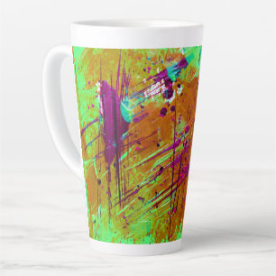 Colourful Neon Green Abstract Splatter Paint Latte Mug