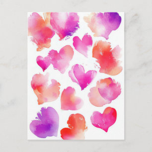 Colourful neon Hearts Valentine's Greeting Postcard