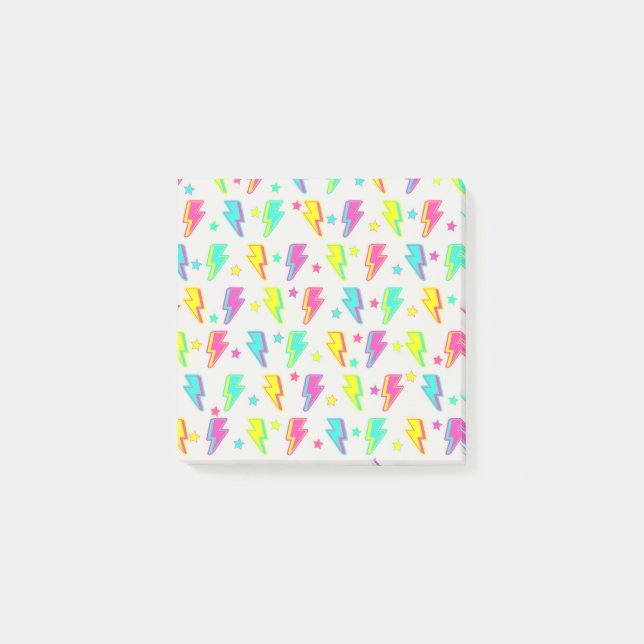 Colourful Neon Lightning Bold Back-to-School  Post-it Notes (Front)