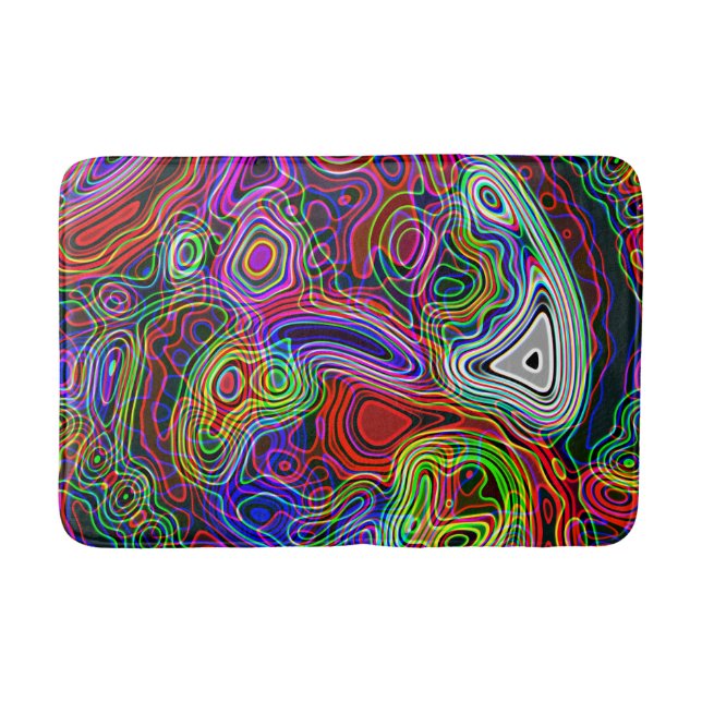 Colourful Neon Lights Abstract Rainbow Bath Mat (Front)