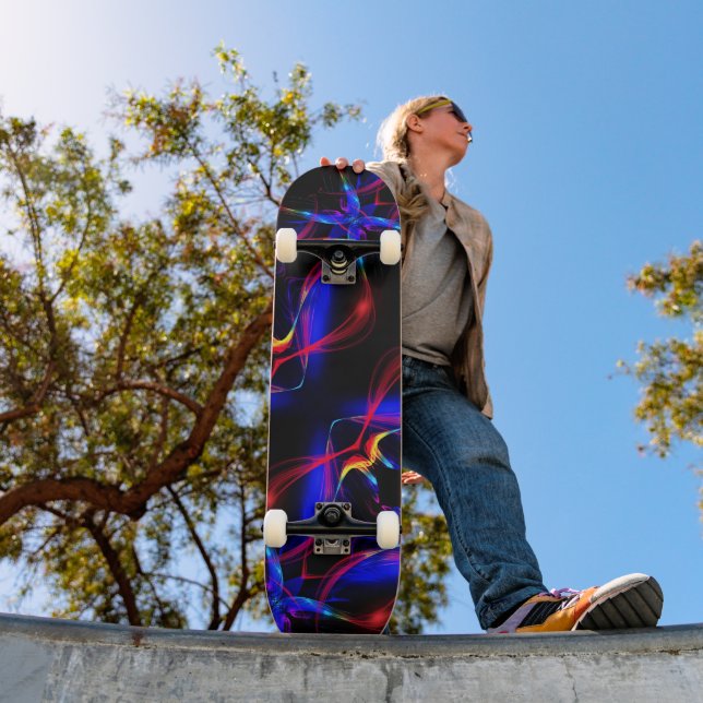 Colourful Neon Lights Black Skateboard (Outdoor 1)