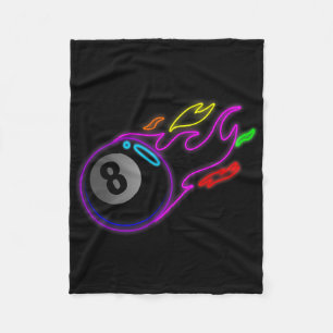 Colourful Neon Lights Eight Ball Billiards Pool Mm Fleece Blanket