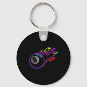 Colourful Neon Lights Eight Ball Billiards Pool Mm Key Ring