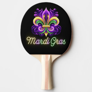 Colourful Neon Mardi Gras Fleur de lis Ping Pong Paddle