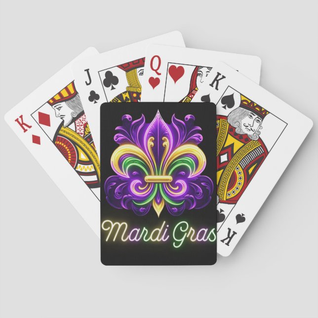 Colourful Neon Mardi Gras Fleur de lis Playing Cards (Back)