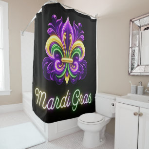 Colourful Neon Mardi Gras Fleur de lis Shower Curtain