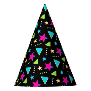 Colourful Neon Memphis Pattern 90s Retro Birthday Party Hat