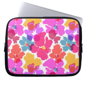 Colourful Neon Modern Flower Pattern Laptop Sleeve