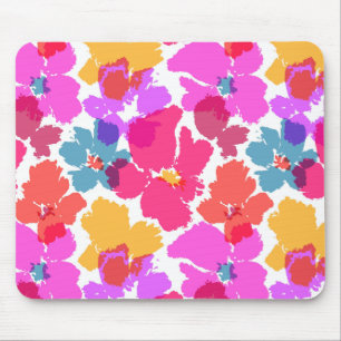 Colourful Neon Modern Flower Pattern Mouse Pad