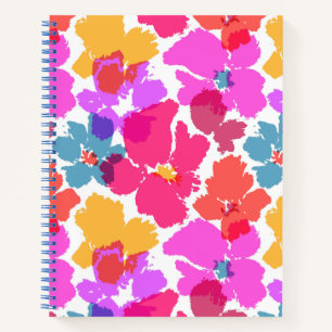 Colourful Neon Modern Flower Pattern Notebook