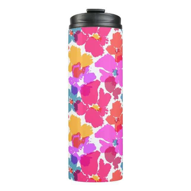 Colourful Neon Modern Flower Pattern Thermal Tumbler (Front)