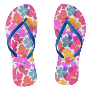 Colourful Neon Modern Flower Pattern Thongs