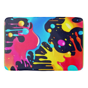 Colourful Neon Paint Splatter Art Bath Mat