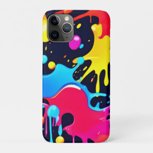 Colourful Neon Paint Splatter Art iPhone 11 Pro Case