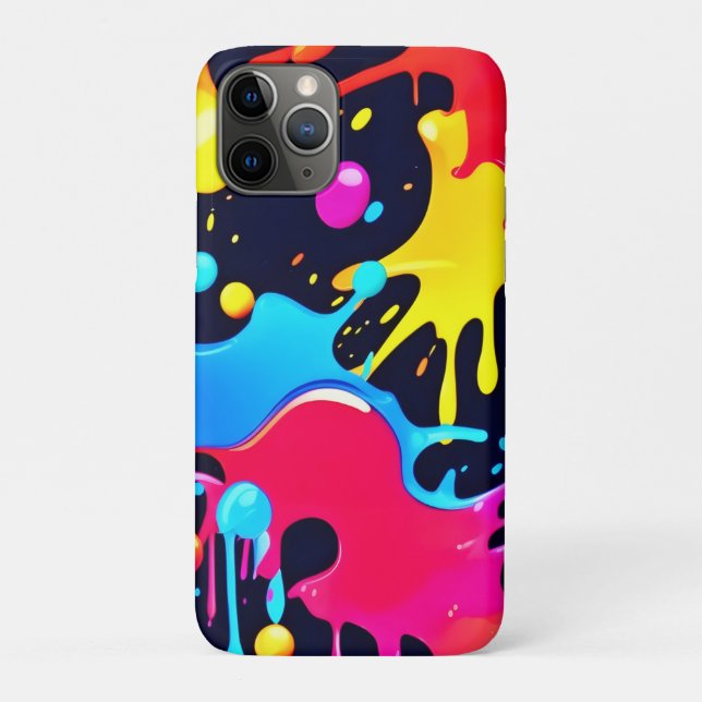 Colourful Neon Paint Splatter Art Case-Mate iPhone Case (Back)