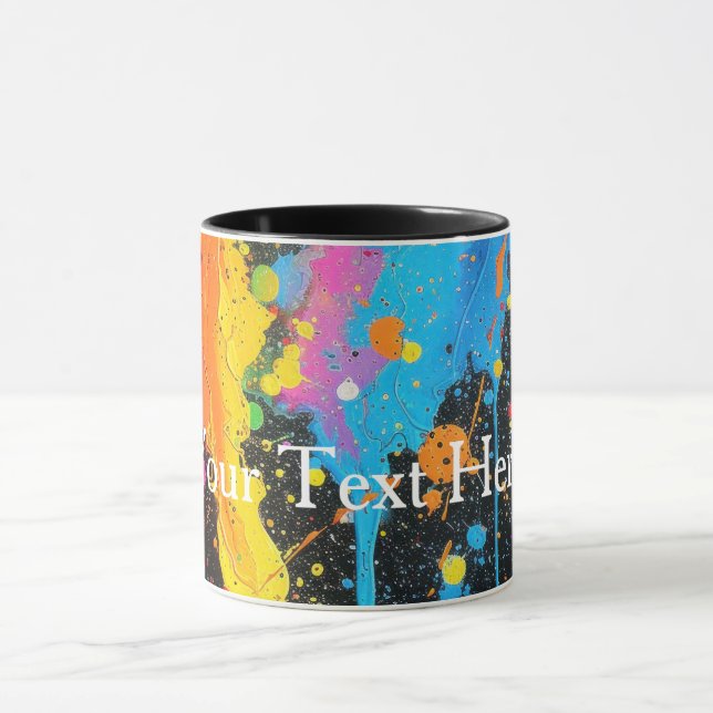 Colourful Neon Paint Splatter Customised Mug (Center)
