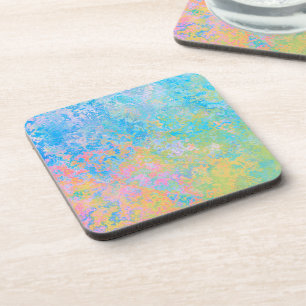 Colourful Neon Pastel Sky Alcohol Ink Abstract Coaster