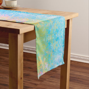 Colourful Neon Pastel Sky Alcohol Ink Abstract Short Table Runner