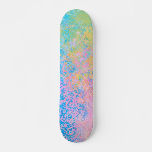 Colourful Neon Pastel Sky Alcohol Ink Abstract Skateboard (Front)
