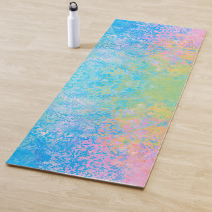 Colourful Neon Pastel Sky Alcohol Ink Abstract Yoga Mat