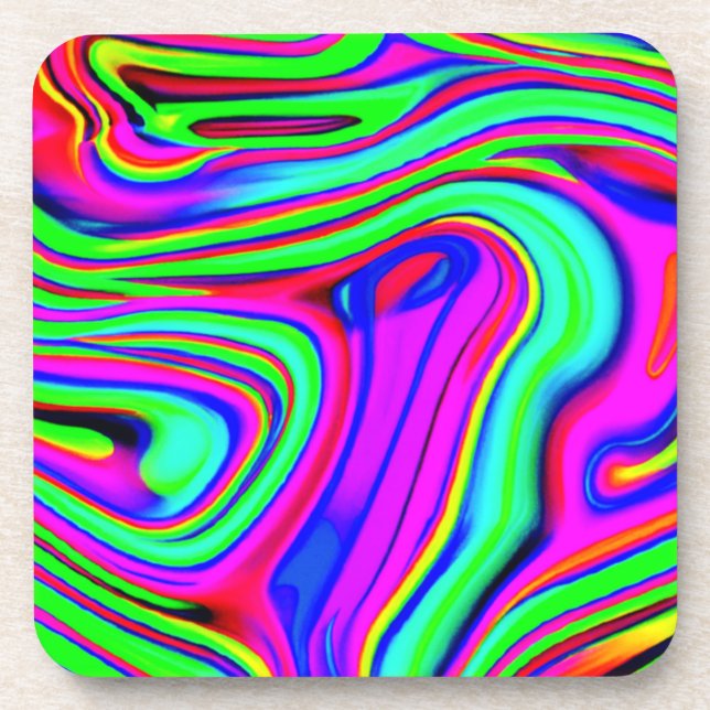 Colourful Neon Patterns. Buy Now Coaster (Front)