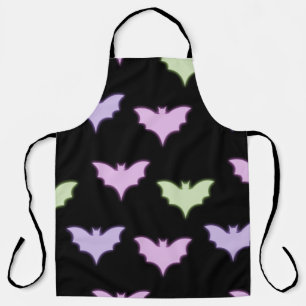 Colourful Neon Pink Purple Green Bats Halloween Apron