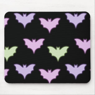 Colourful Neon Pink Purple Green Bats Halloween  Mouse Pad