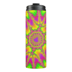 Colourful Neon Rainbow Fractal Thermal Tumbler