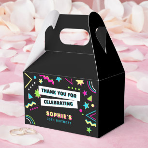 Colourful Neon Retro 30th Birthday Party Thank You Favour Box