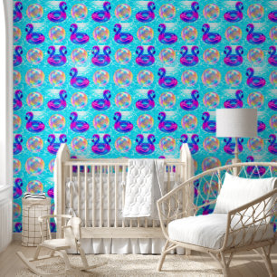 Colourful neon rubber ducky wallpaper fun rainbow