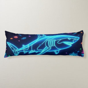 Colourful neon shark body cushion