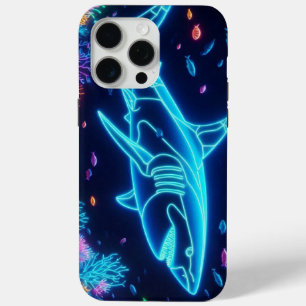 Colourful neon shark  iPhone 15 pro max case