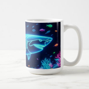 Colourful neon shark  coffee mug