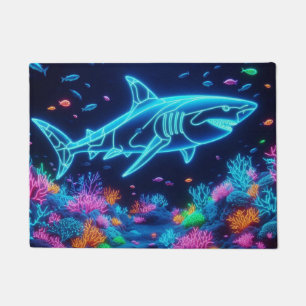 Colourful neon shark  doormat